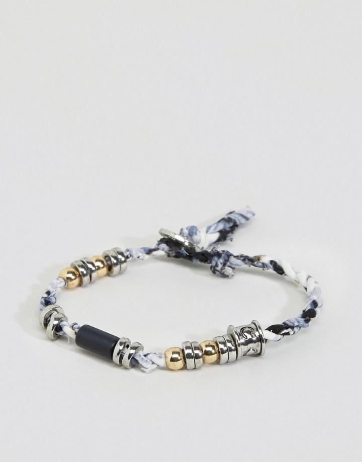Icon Brand Rag & Beaded Bracelet In Blue - Blue