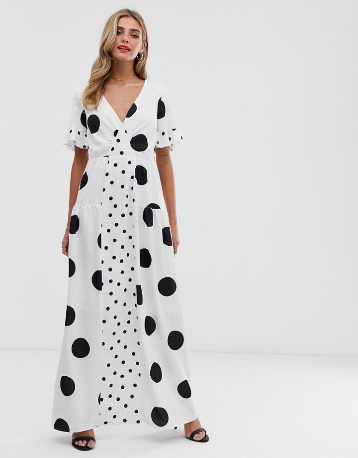 Twisted Wunder Satin Maxi Dress In Mix And Match Polka - Multi