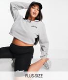 Ellesse Plus Cropped Sweater & Legging Shorts Set In Gray/black-grey
