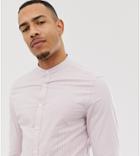Asos Design Tall Skinny Smart Stripe Shirt In Pink