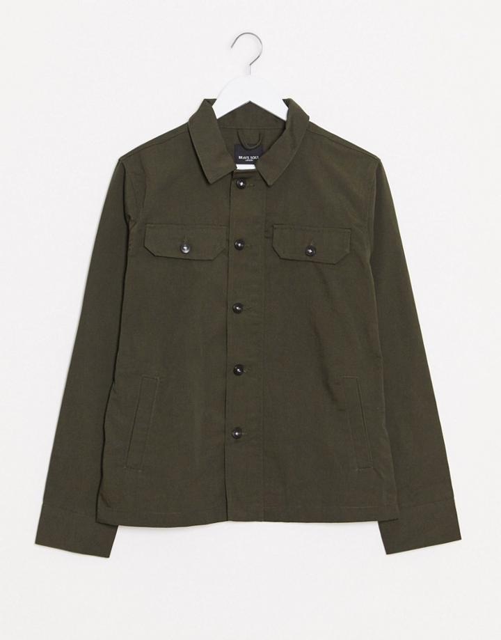 Brave Soul Worker Jacket In Khaki-green