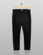 Topman Organic Cotton Blend Stretch Skinny Double Knee Rip Jeans In Black