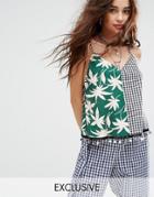 Reclaimed Vintage Inspired Cami Top In Mix And Match With Mirror Trim - Green