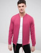 Asos Jersey Bomber Jacket With Drawcord Hem In Pink - Pink