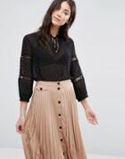 The English Factory Tie Neck Blouse - Black