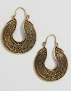 Reclaimed Vintage Grecian Hoop Earrings - Gold