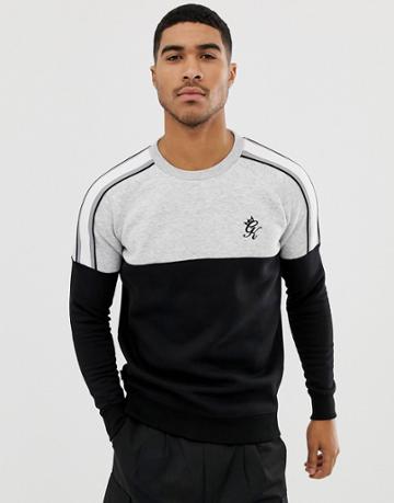 Gym King Muscle Crew Neck Sweat With Cut And Sew In Gray Marl