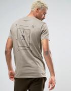 Asos Longline T-shirt In Heavyweight With Text Back Print - Brown