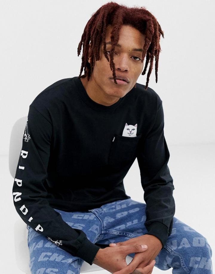 Ripndip Lord Nermal Long Sleeve T-shirt In Black - Black