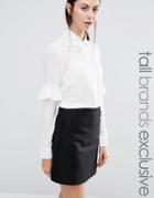Fashion Union Tall Blouse With Frill Sleeve Detail - Cream