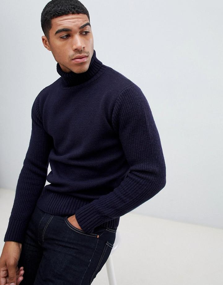 G-star Turtleneck Knit Sweater In Navy