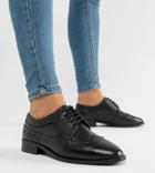Asos Design Wide Fit Mai Tai Leather Brogues - Black