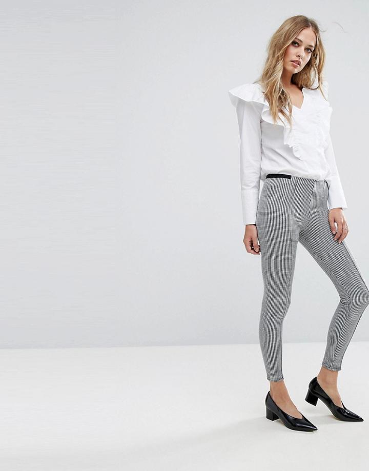 Miss Selfridge Check Leggings - Red
