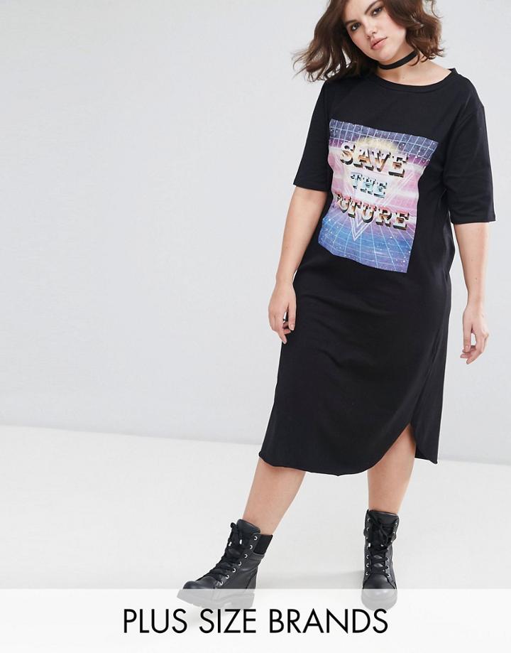 Pink Clove Save The Future T-shirt Dress - Black