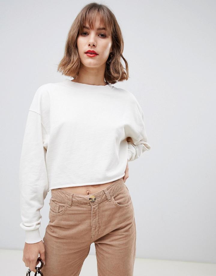 Stradivarius Str Scropped Sweat - Cream