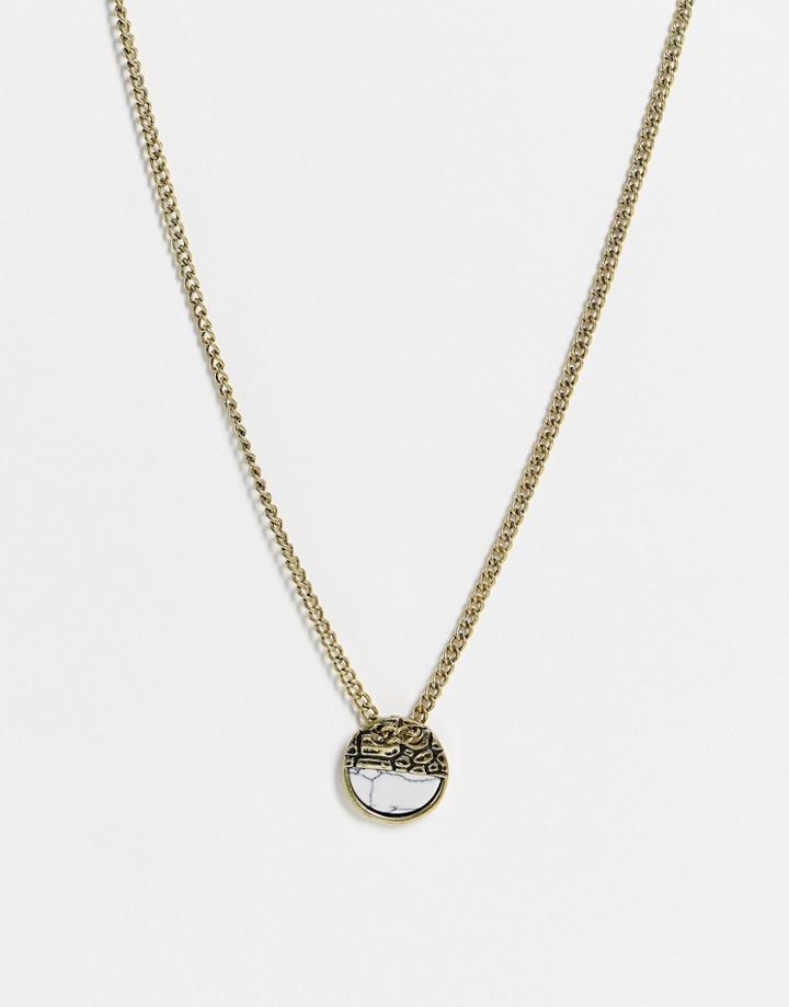 Icon Brand Cracked Half Stone Disc Necklace In Gold