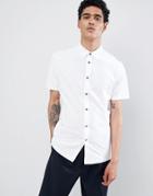 Burton Menswear Pique Shirt In White - White