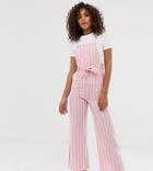 Glamorous Tall Pinafore Jumpsuit In Textured Stripe