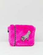 Esssentiel Antwerp Faux Fur Chain Bag - Pink