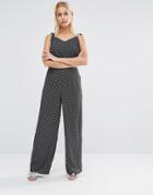 Fashion Union Extreme Wide Leg Pants In Polka Dot Co-ord - Black