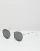 Weekday Explore Metal Round Sunglasses In Silver - Silver