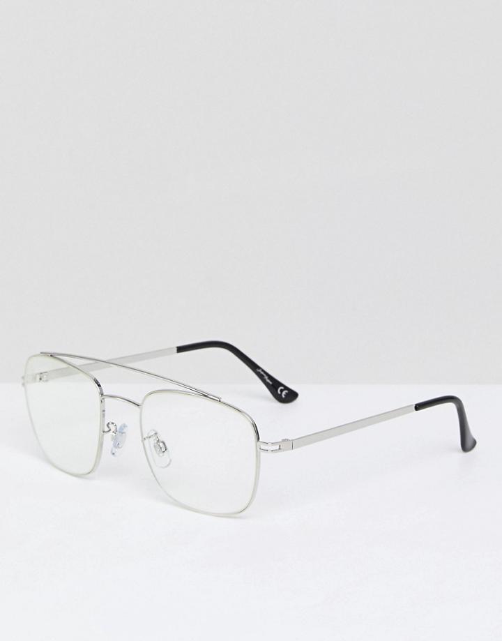 Jeepers Peepers Aviator Clear Lens Glasses In Gold - Gold