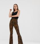 Missguided Devore Flared Pants In Chocolate Zebra - Multi