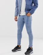 Liquor N Poker Skinny Jeans With Pinstripe-blue