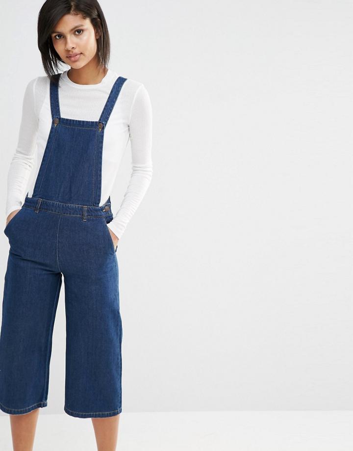 Vero Moda Denim Culotte Dungarees - Indigo