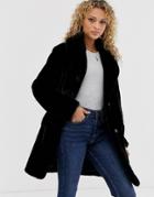 New Look Faux Fur Coat In Black - Black