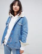 2ndday Denim Jacket With Teddy Lining - Blue