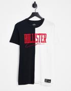 Hollister Varsity Logo Color Block T-shirt In White/gray