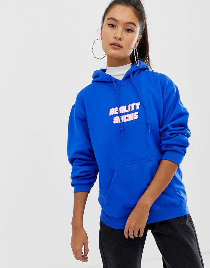 Adolescent Clothing Reality Sucks Hoodie - Blue