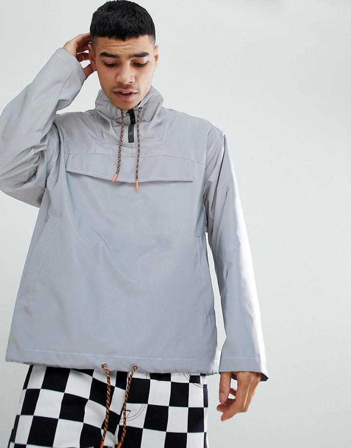 Asos Design Fesitval Windbreaker In Reflective Silver - Silver