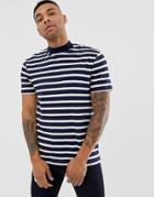 Asos Design Relaxed Striped Heavyweight T-shirt With Turtleneck-multi