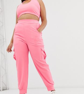 Rokoko Plus Cargo Pants With Pockets-pink