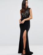 Forever Unique Sheba Maxi Dress With Embellished Lace - Black