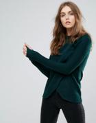 Brave Soul Asymmetric Front Sweater - Green