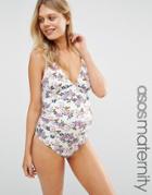 Asos Maternity Sweet Floral Print V Plunge Print Swimsuit - Multi