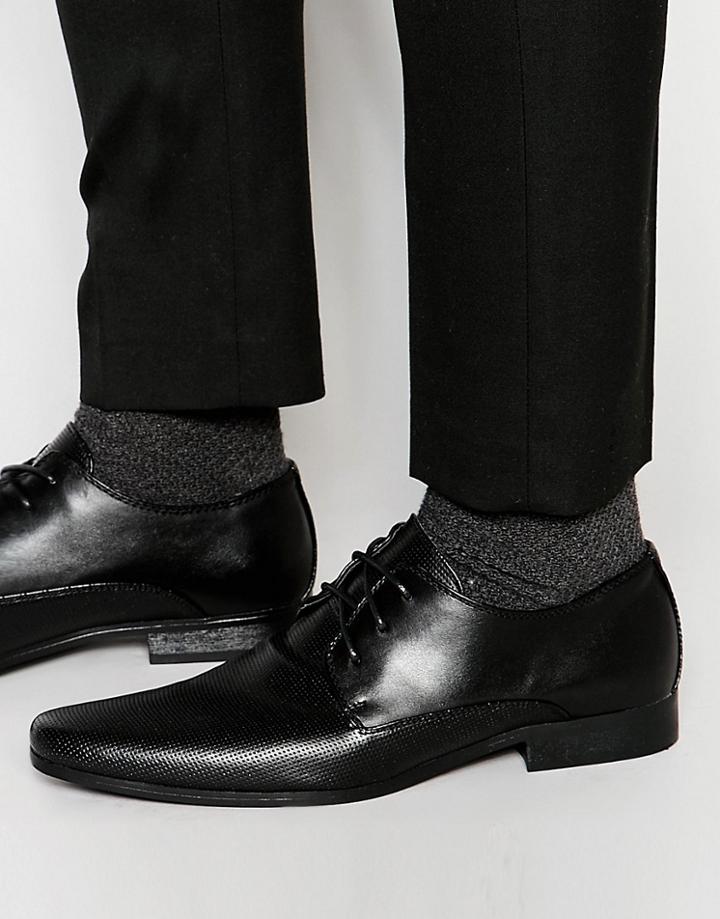 New Look Derby Shoes With Perforated Detail In Black - Black