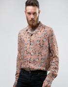 Asos Regular Fit Viscose Shirt With Revere Collar And Floral Print - Pink