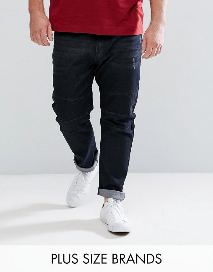 Duke Plus Biker Jeans In Black - Black