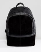 Asos Backpack In Black Suede And Leather - Black