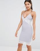 Missguided Contrast Lace Cami Dress - Gray