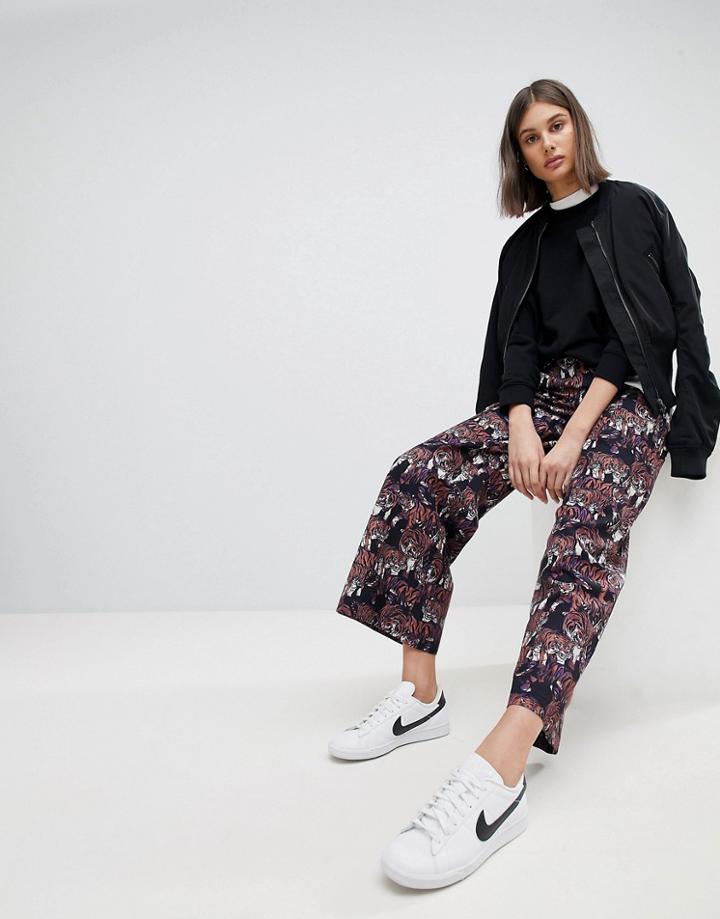 Moss Copenhagen Wide Leg Pants In Tiger Print - Multi