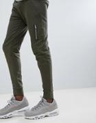 Asos Design Skinny Joggers With Ma1 Pocket In Khaki - Green