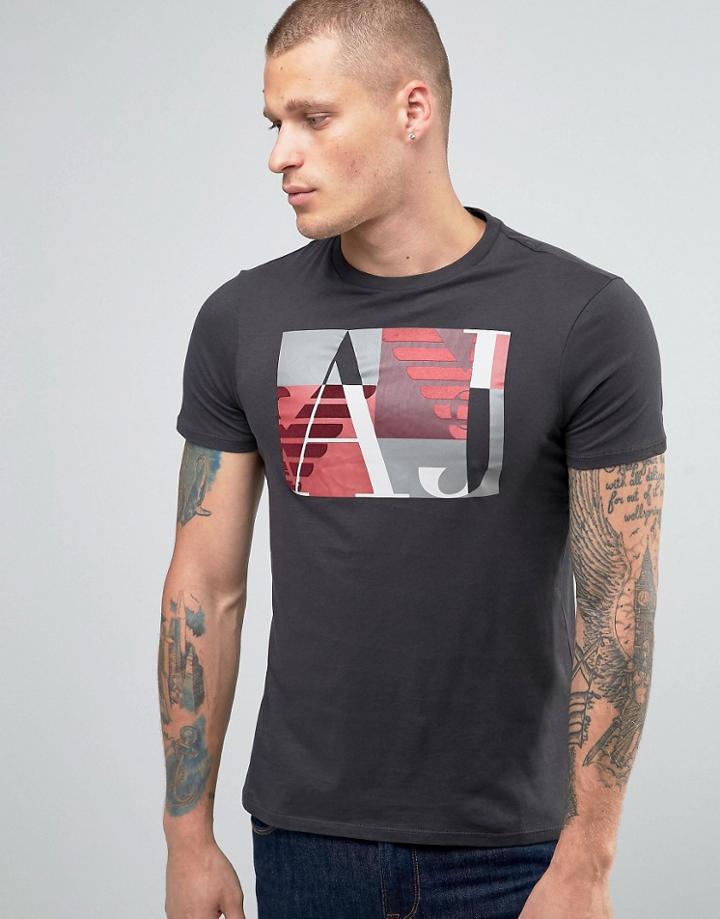 Armani Jeans T-shirt T-shirt With Aj Flock Logo - Gray