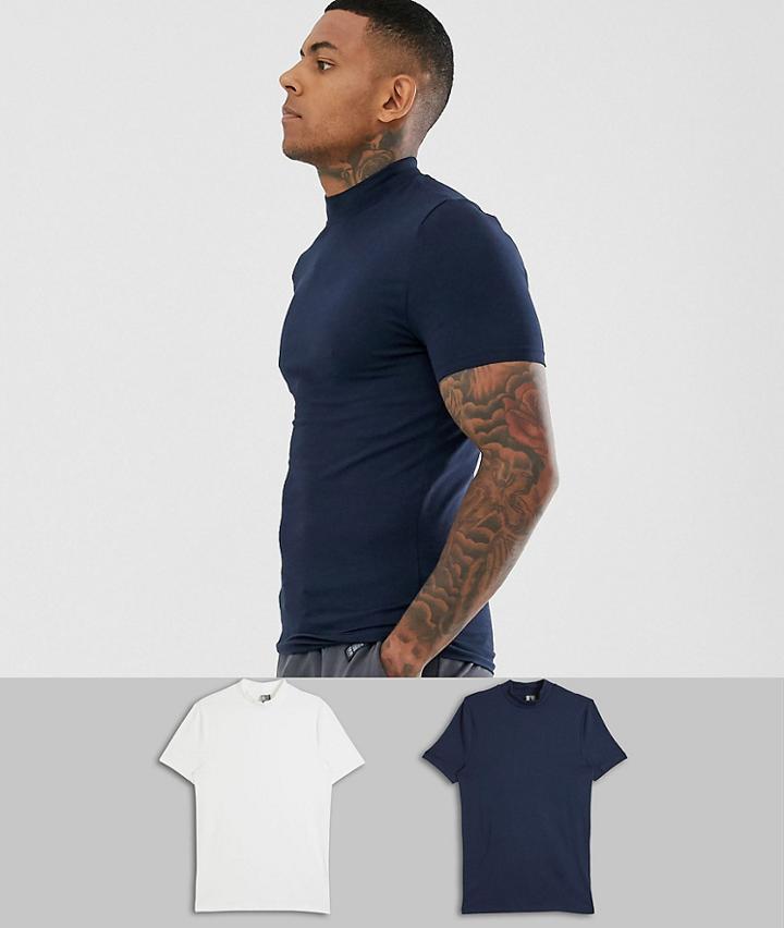 Asos Design 2 Pack Organic Jersey Turtleneck Save-multi