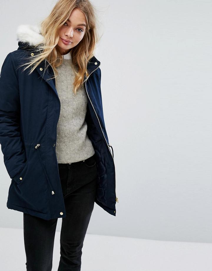 Oasis Faux Fur Parka - Navy