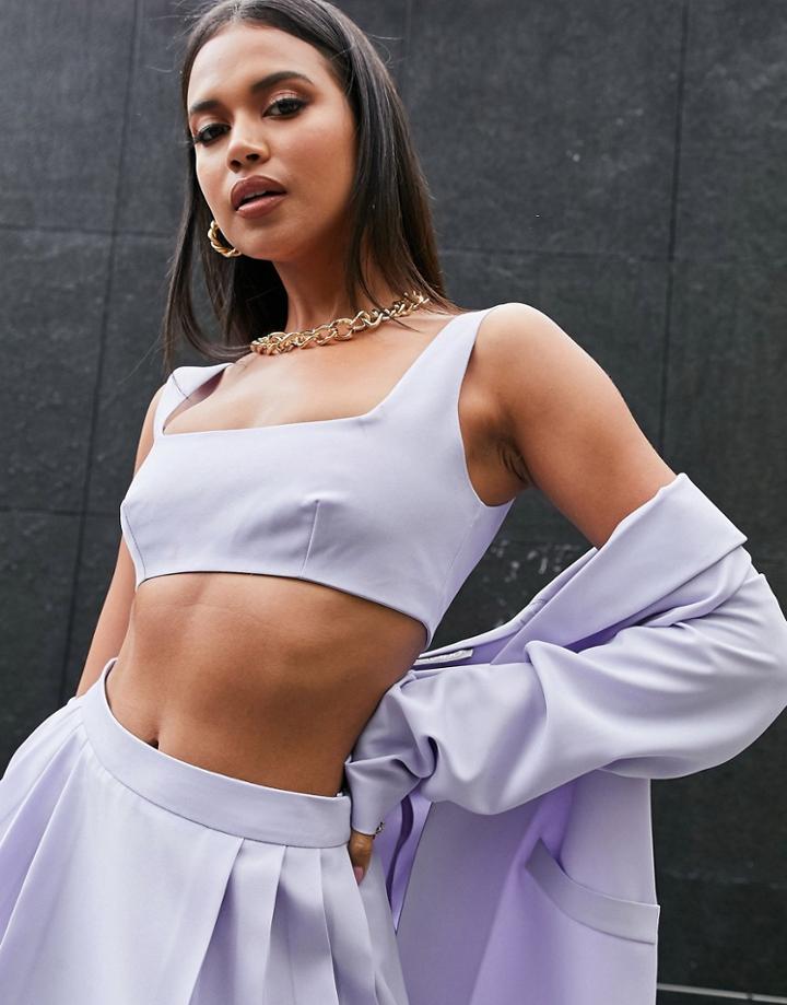 Asos Design Mansy Crop Top Two-piece In Lilac-purple
